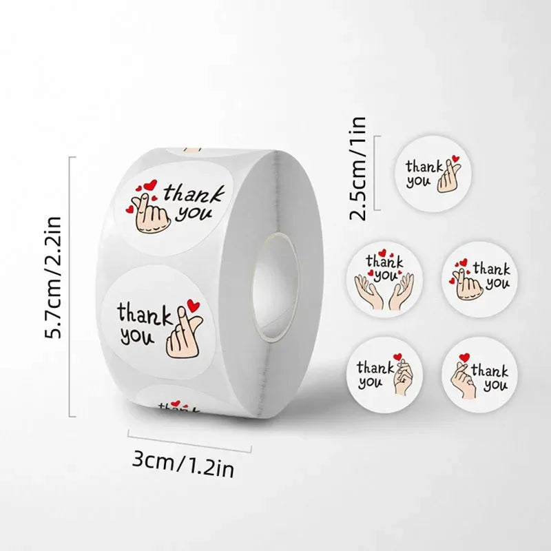 500pcs/roll 1 Inch Red Heart Thank You Sticker，Heart Stickers, Flower Stickers, Envelope Sealers, Thank You for Your Stickers