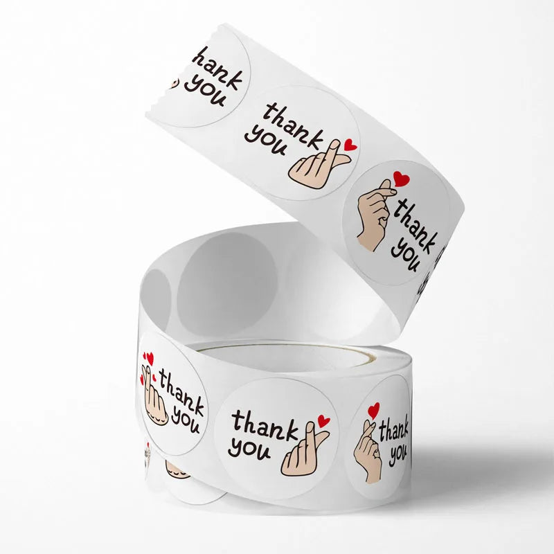 500pcs/roll 1 Inch Red Heart Thank You Sticker，Heart Stickers, Flower Stickers, Envelope Sealers, Thank You for Your Stickers