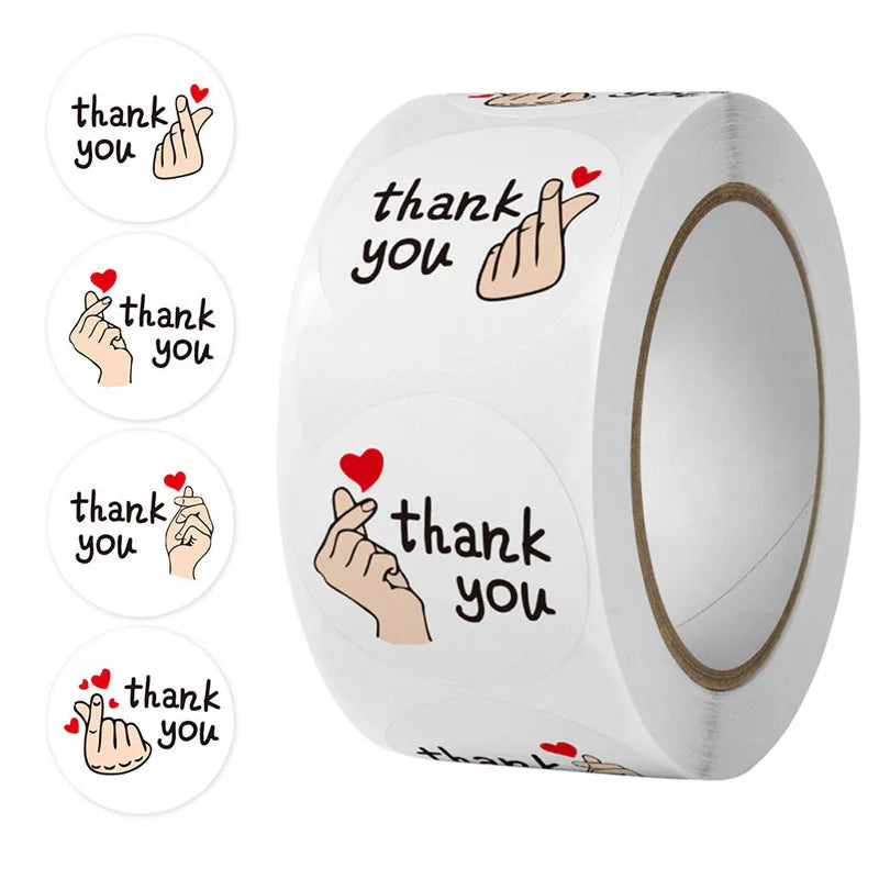 500pcs/roll 1 Inch Red Heart Thank You Sticker，Heart Stickers, Flower Stickers, Envelope Sealers, Thank You for Your Stickers